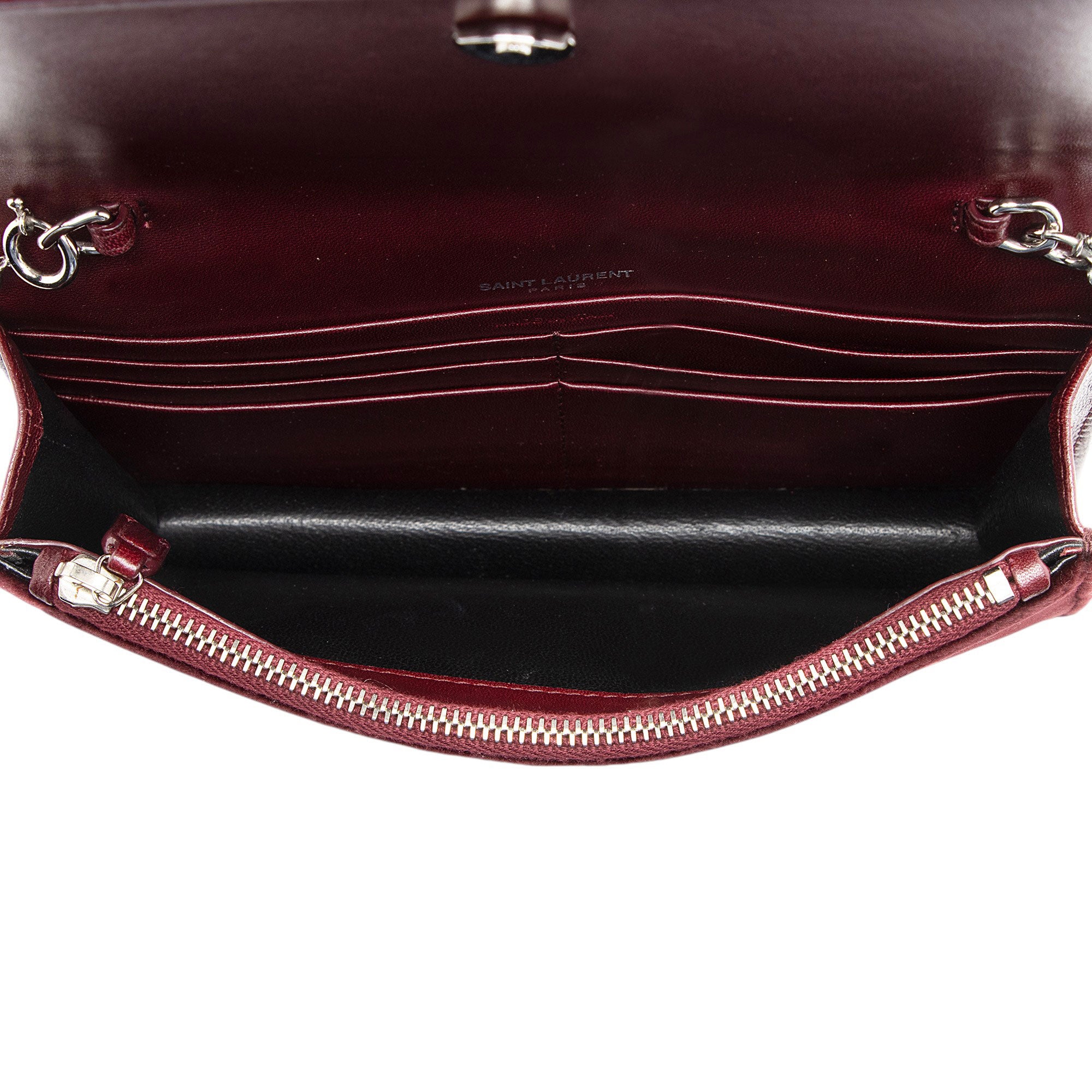 Saint Laurent Velvet Crystal Monogram Kate Tassel Chain Wallet