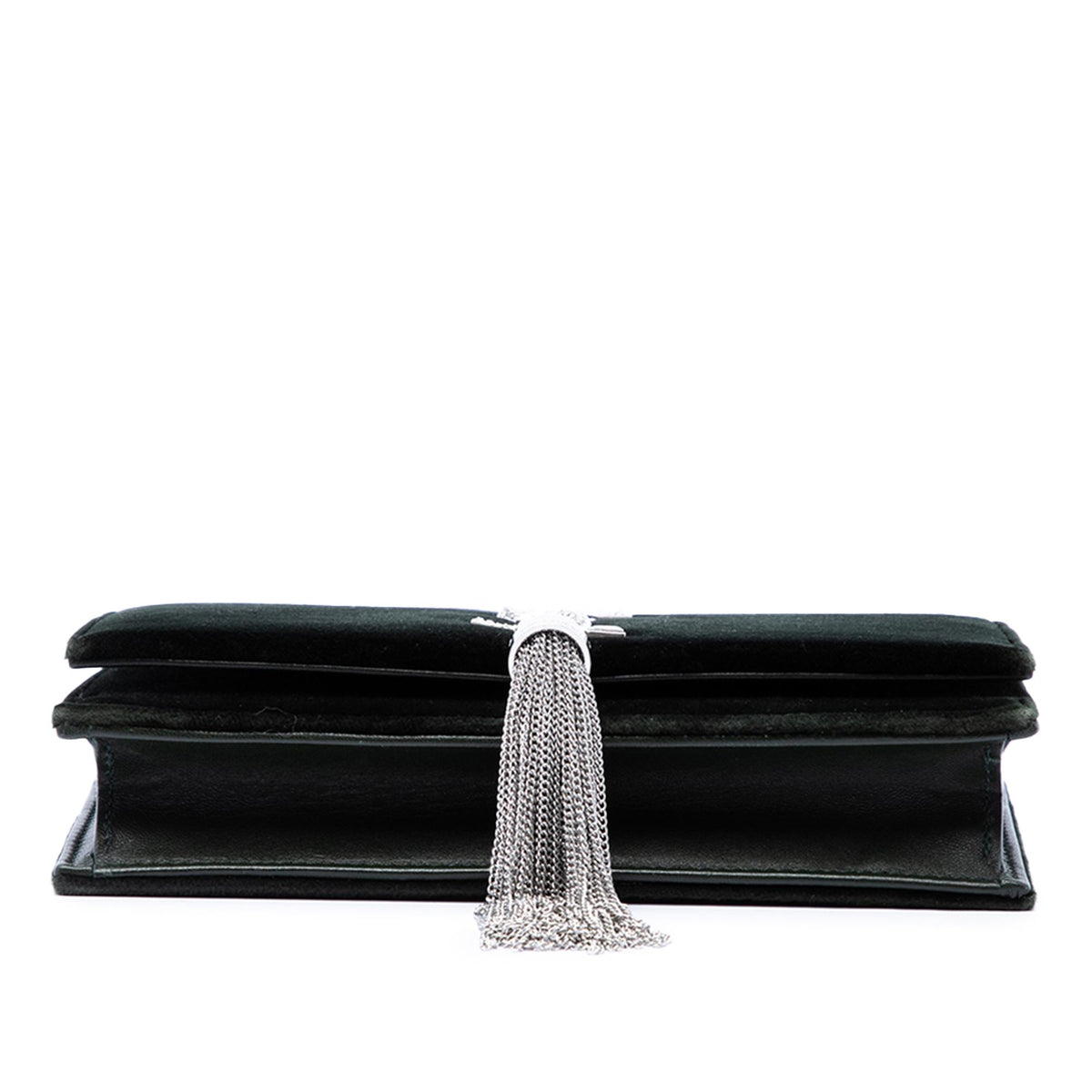 Saint Laurent Velvet Crystal Monogram Kate Tassel Wallet On Chain