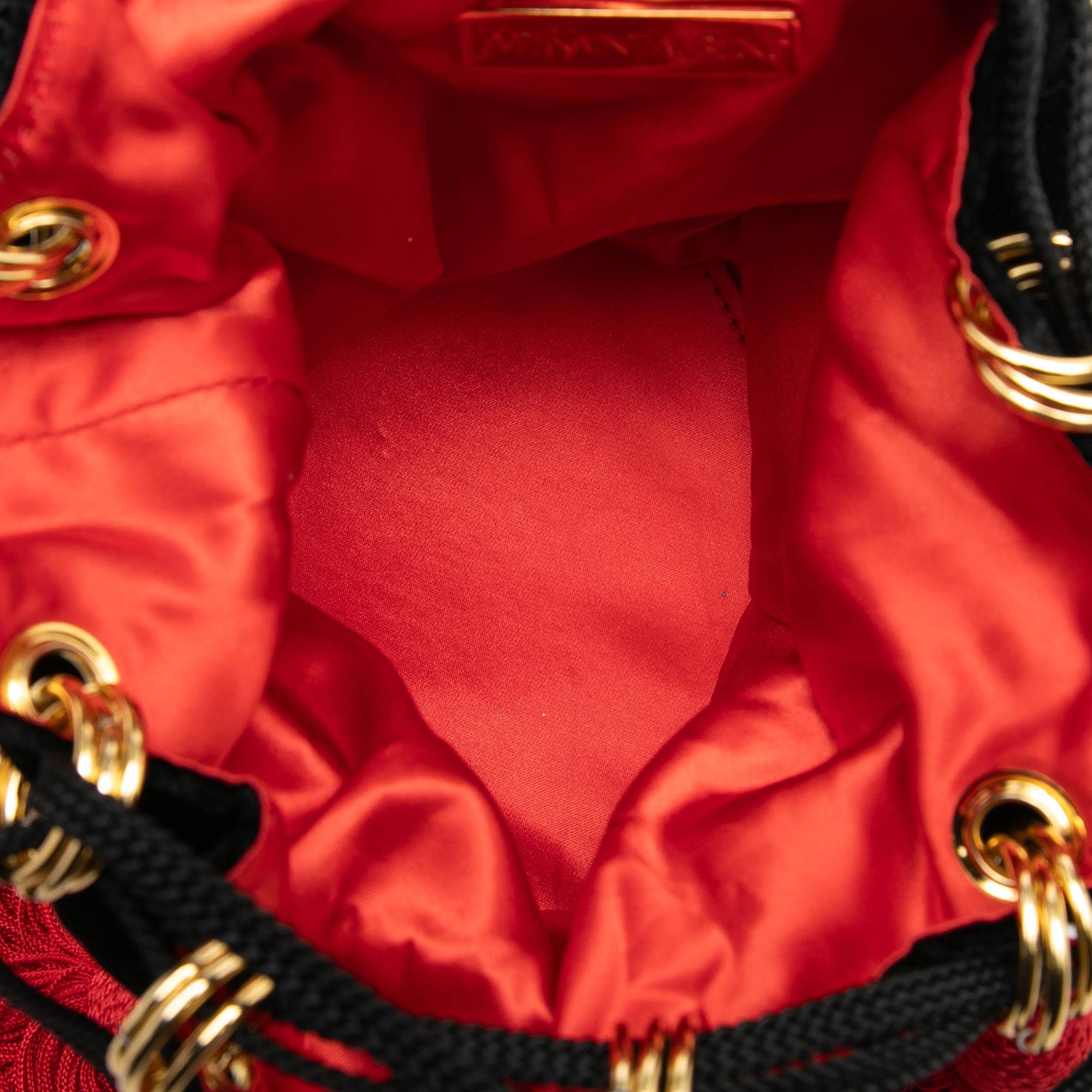 Saint Laurent Velvet Tassel Drawstring Bucket Bag