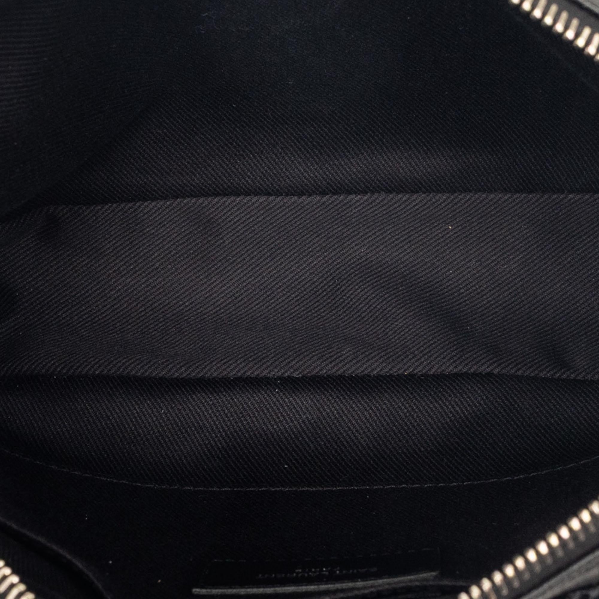 Saint Laurent Woven Raffia and Leather Lou Camera Bag