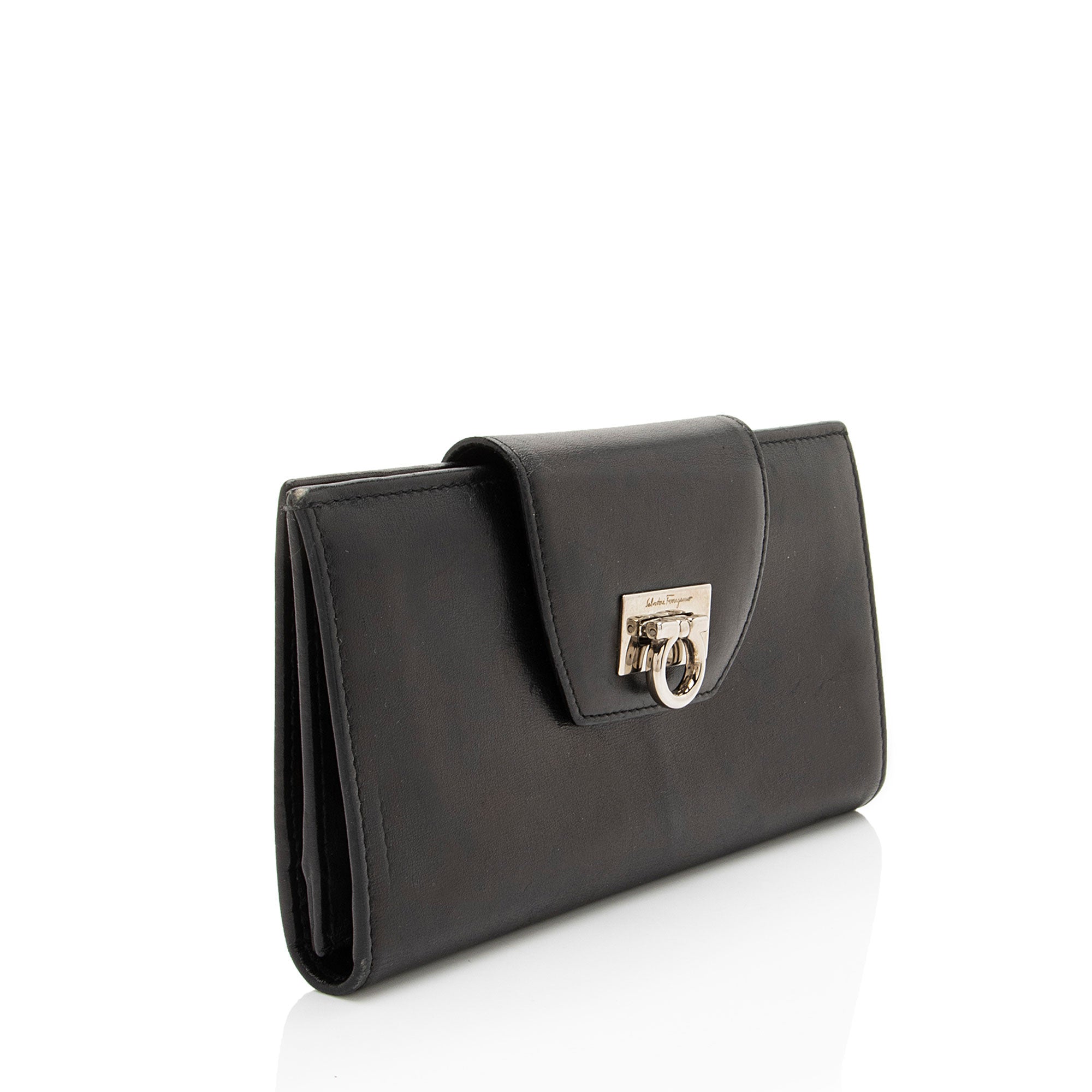 Ferragamo Calfskin Gancini Long Wallet