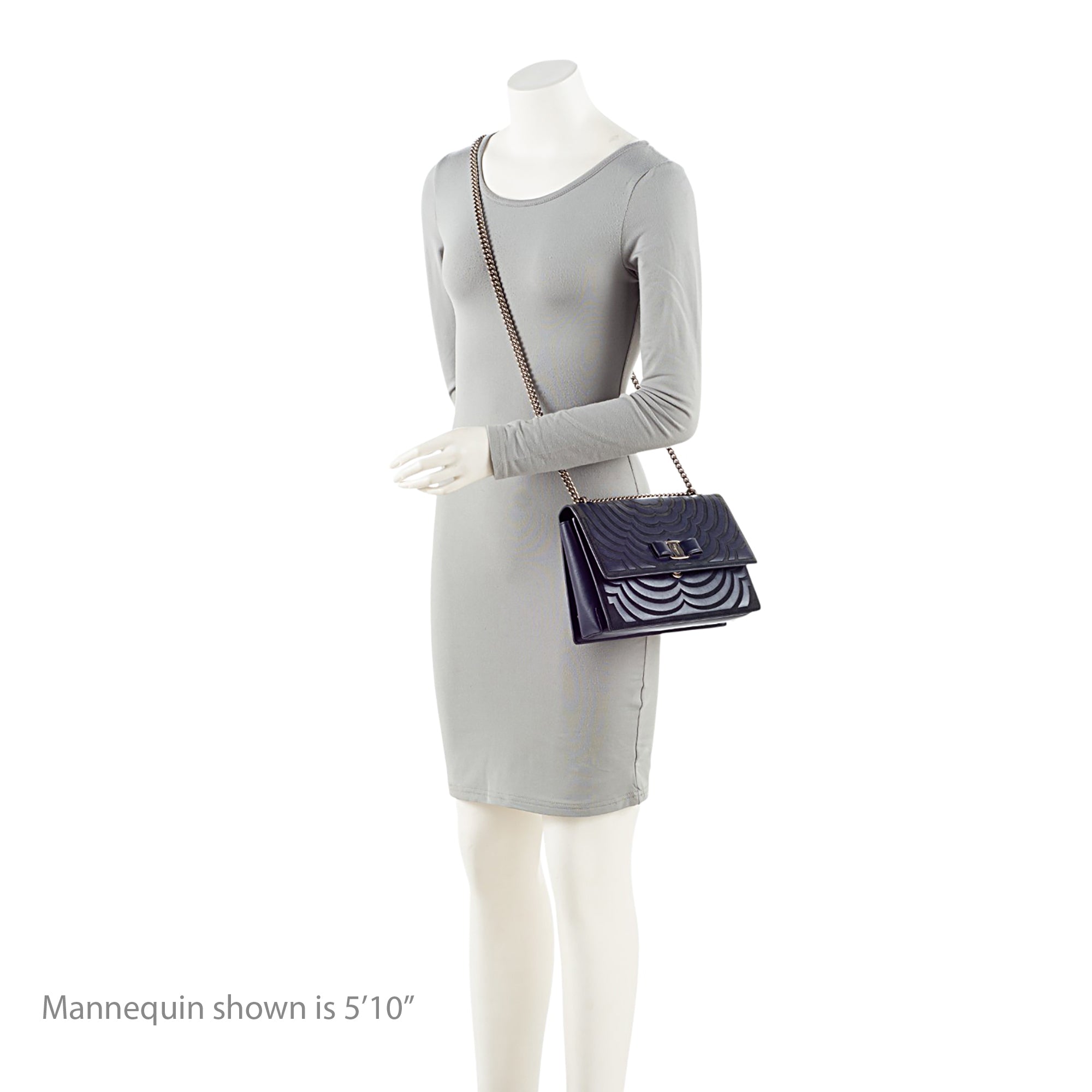Ferragamo Calfskin Suede Vara Bow Chain Flap Bag