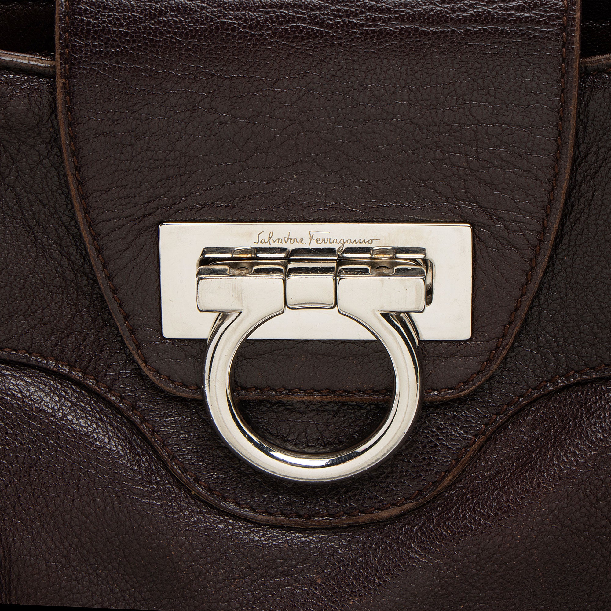 Salvatore Ferragamo Leather Gancini Marisa Satchel