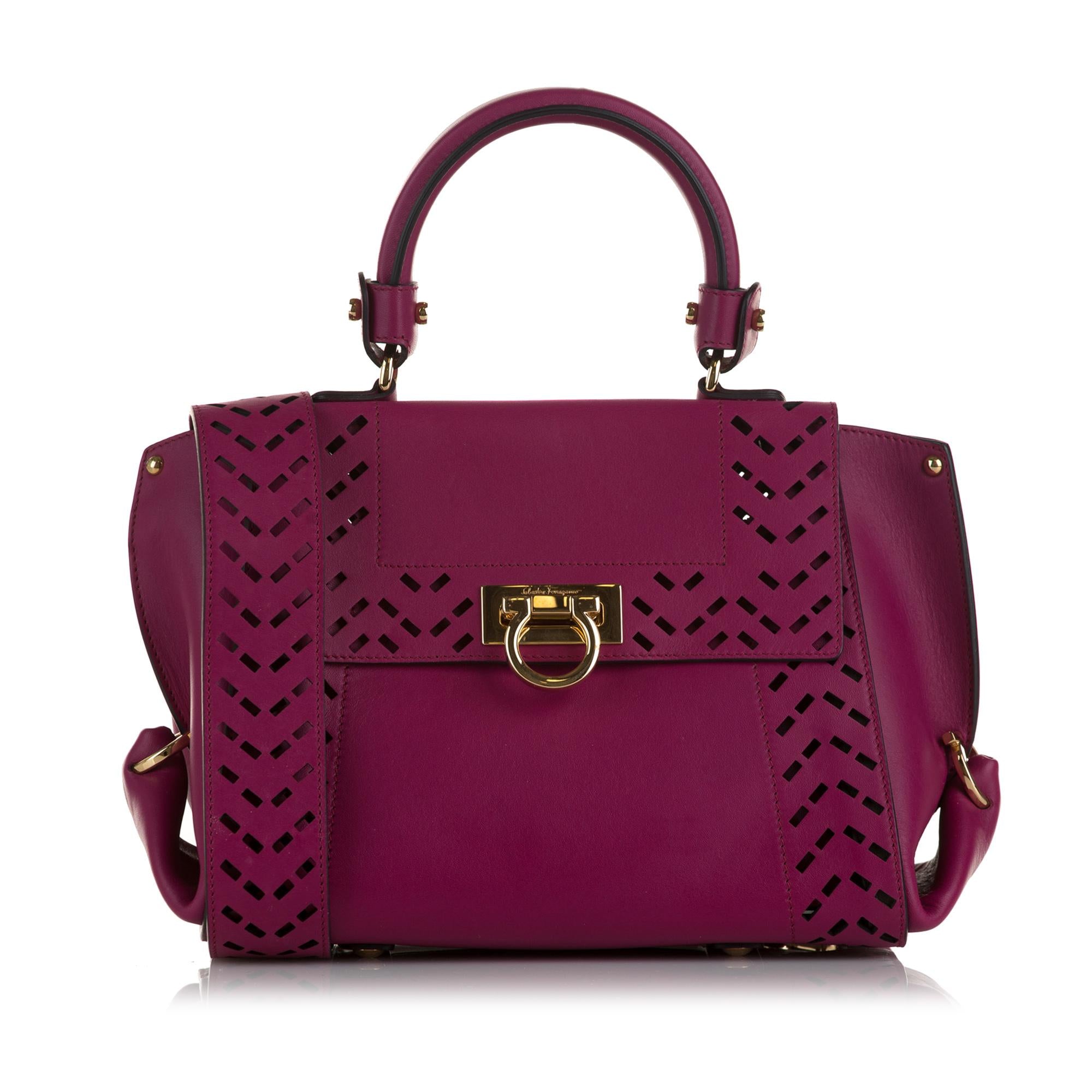 Salvatore Ferragamo Laser Cut Gancini Sofia Satchel (SHG-Rq9U0y)