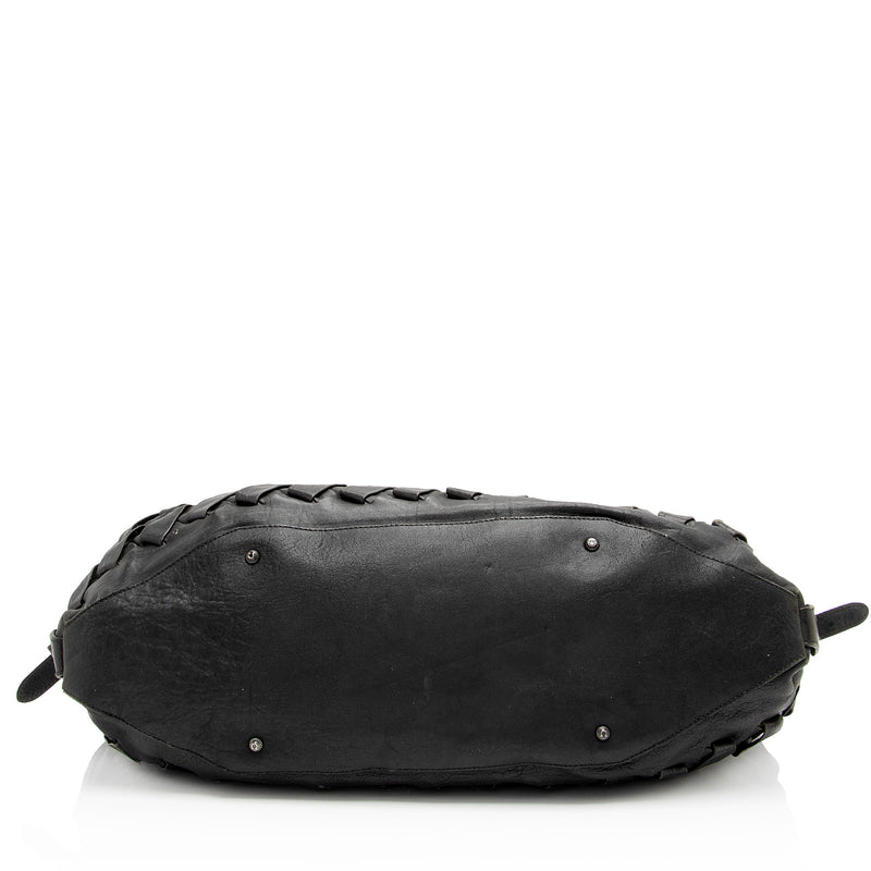 Salvatore Ferragamo Leather Basketweave Shoulder Bag (SHF-U9CFOY)