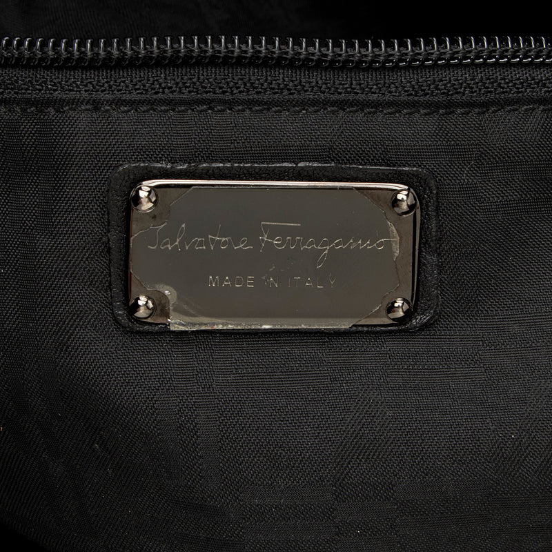 Salvatore Ferragamo Leather Basketweave Shoulder Bag (SHF-U9CFOY)