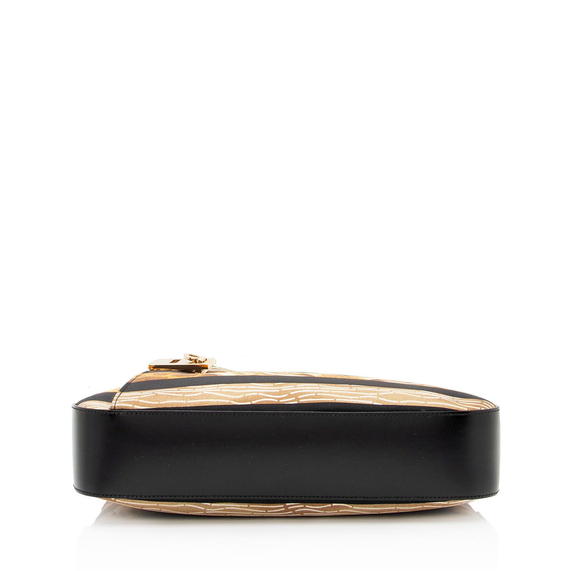 Salvatore Ferragamo Leather Canvas Tiger Print Shoulder Bag (SHF-yutKPg)