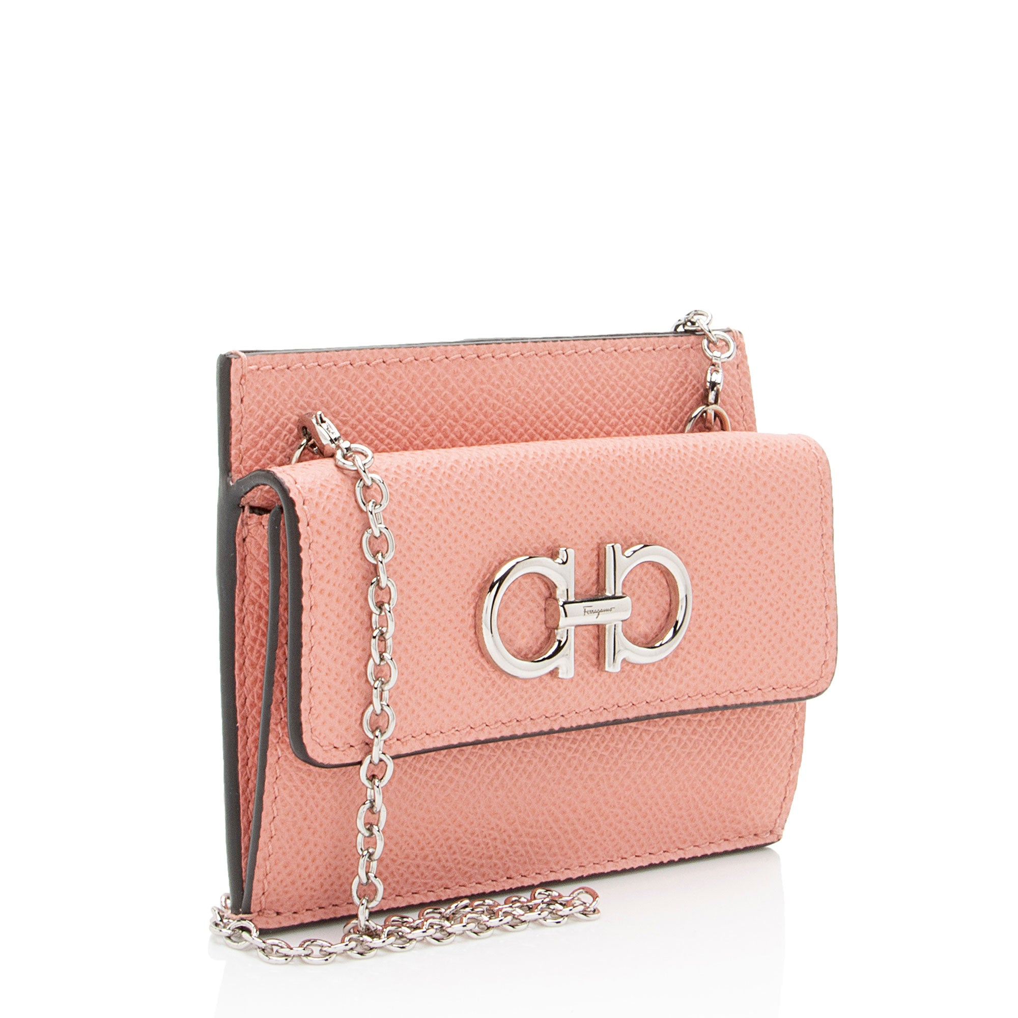 Salvatore Ferragamo Leather Gancini Card Holder on Chain