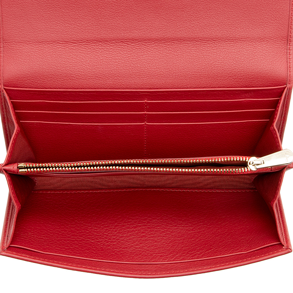 Salvatore Ferragamo Leather Gancini Continental Wallet (SHF-20770)