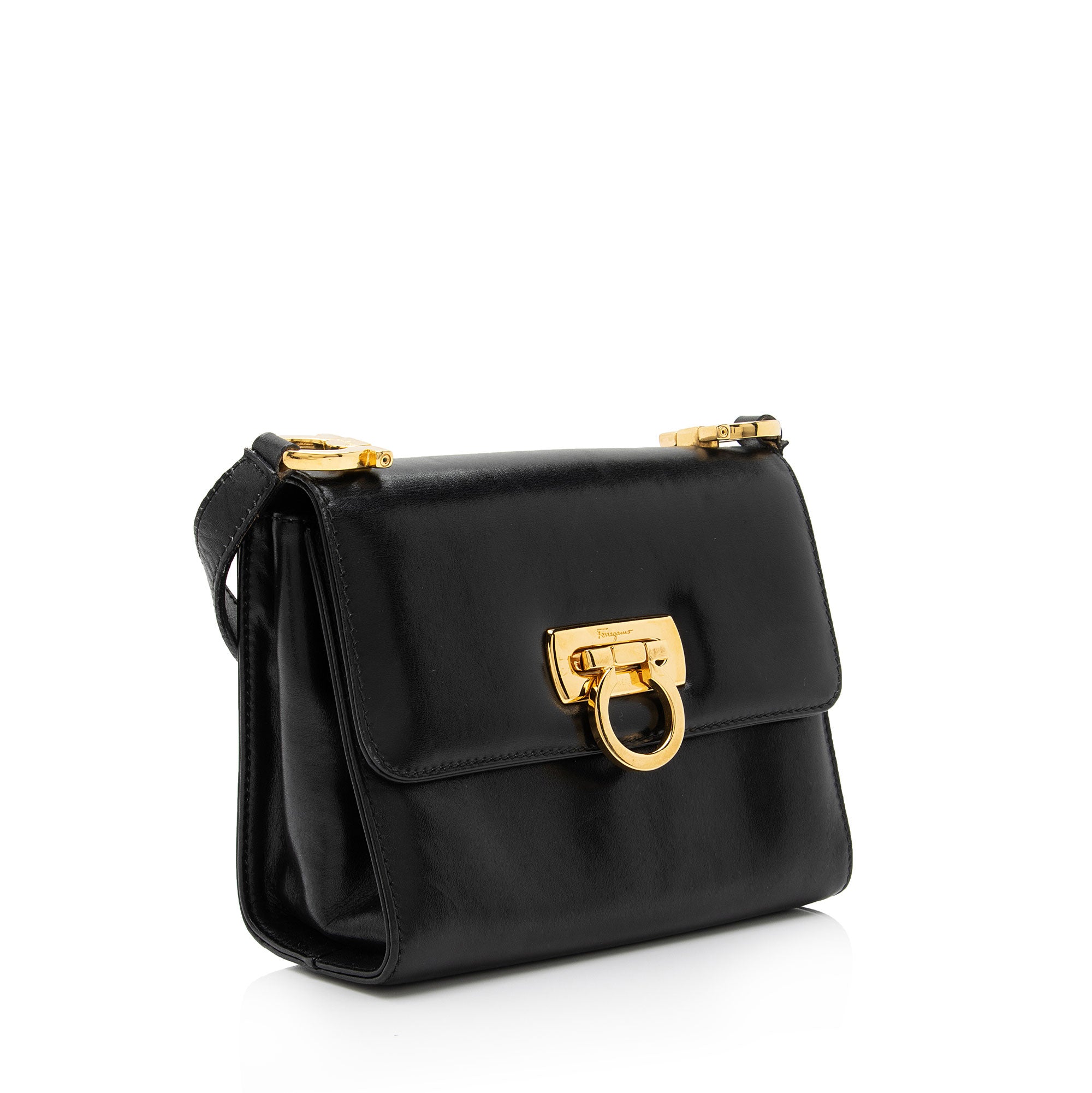 Salvatore Ferragamo Leather Gancini Convertible Small Top Handle Satchel (SHF-I9617r)