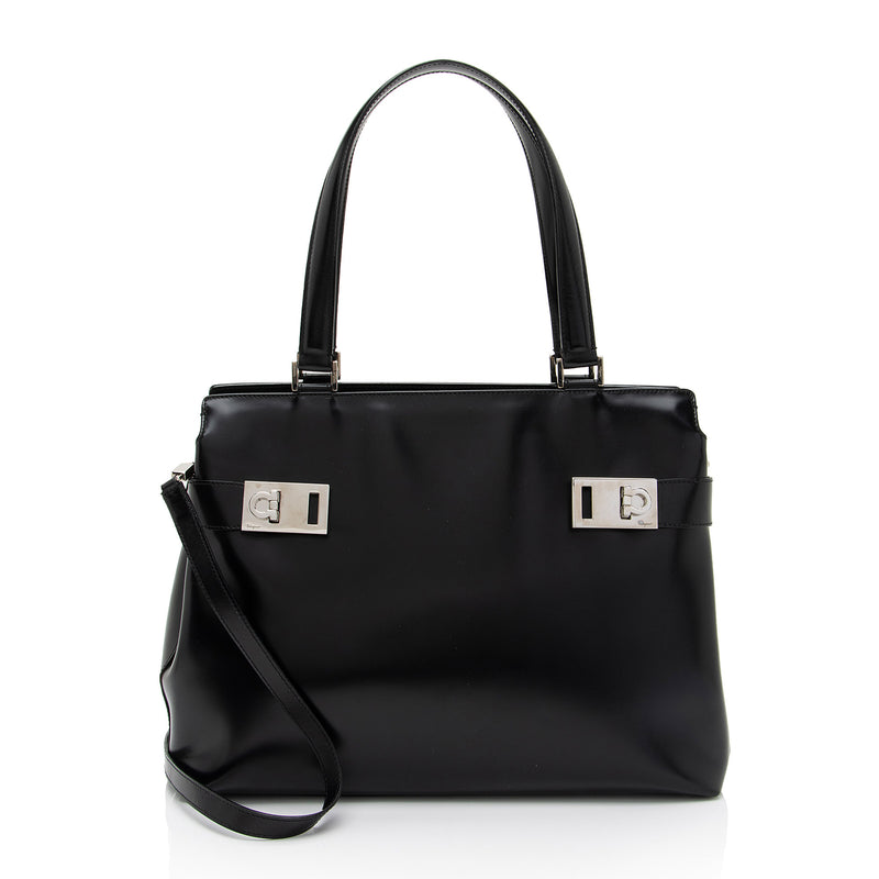 Salvatore Ferragamo Leather Gancini Tote (SHF-XWUq09)