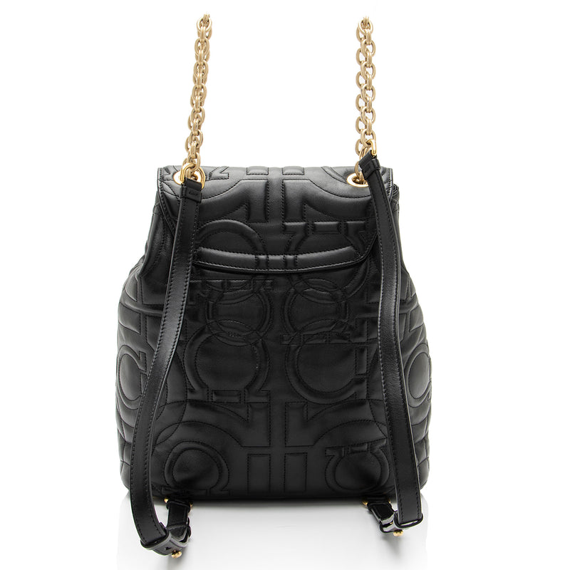 Salvatore Ferragamo Leather Gancio Chain Backpack (SHF-F2dnTU)