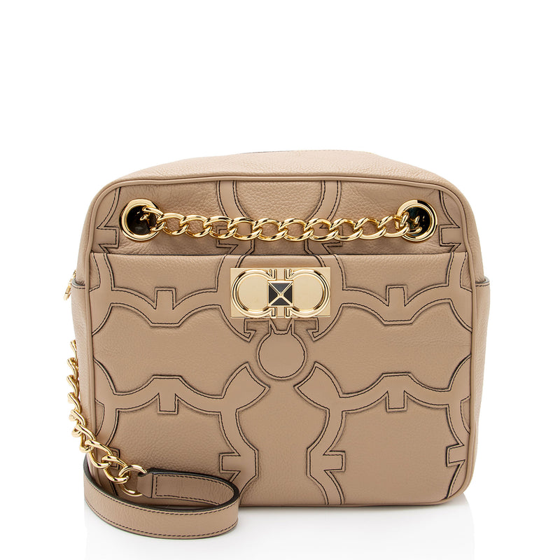 Salvatore Ferragamo Leather Iconic Camera Shoulder Bag SHF p7w7dO LuxeDH