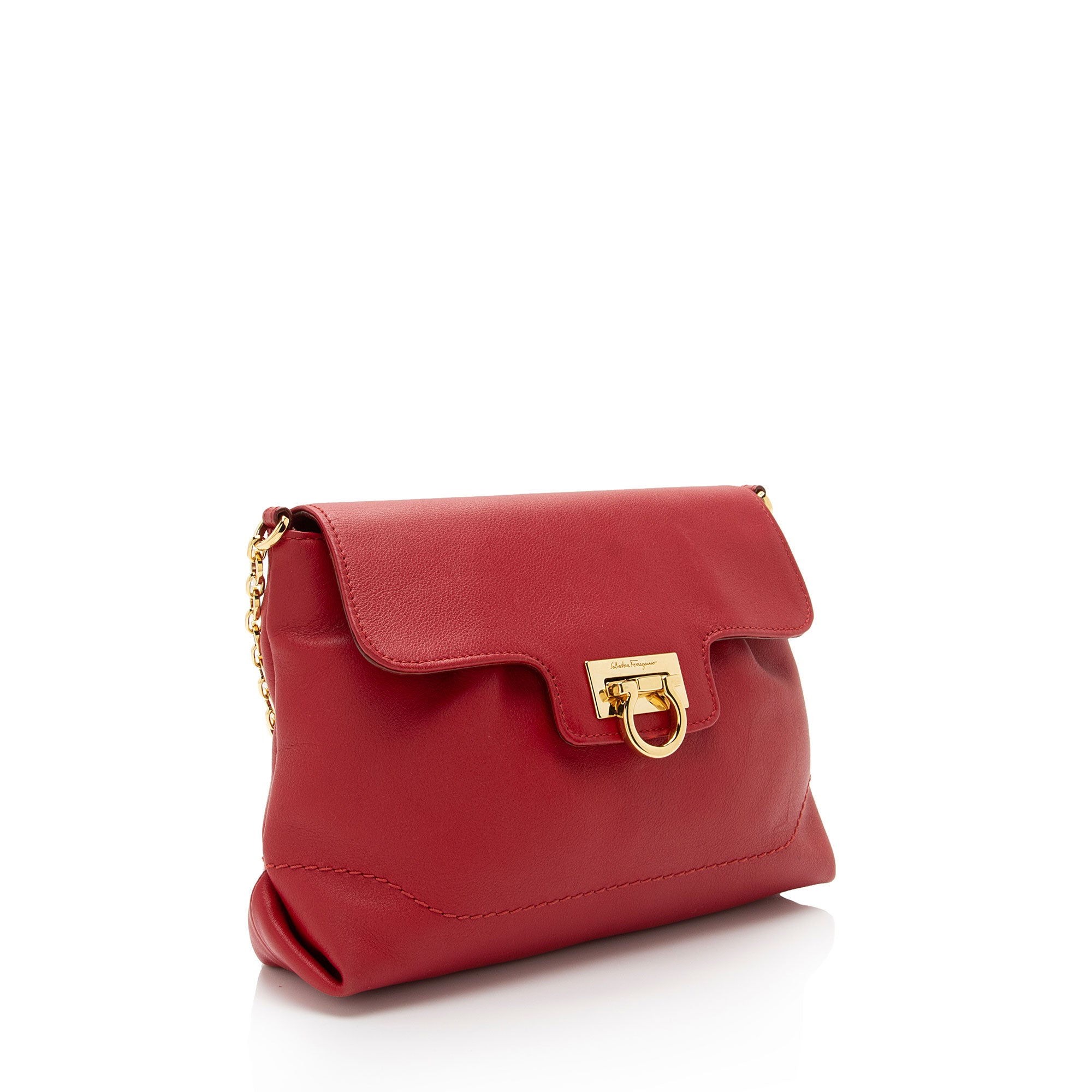 Salvatore Ferragamo Leather W Chain Shoulder Bag (SHF-gH3WOn)
