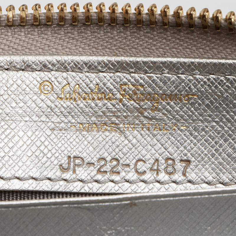 Salvatore Ferragamo Metallic Saffiano Vara Zip Continental Wallet (SHF-23110)