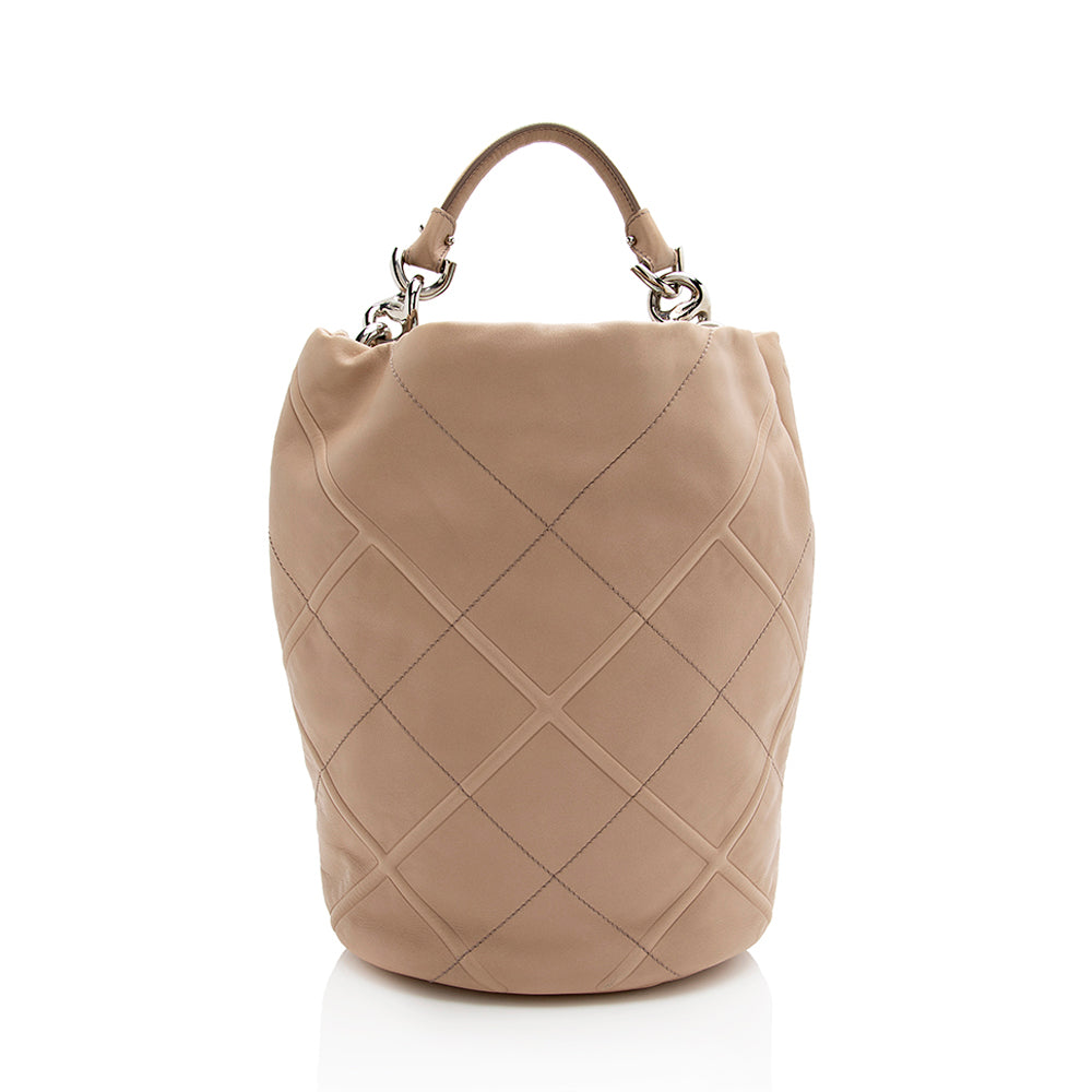 Salvatore Ferragamo Quilted Calfskin Bucket Bag (SHF-22030)