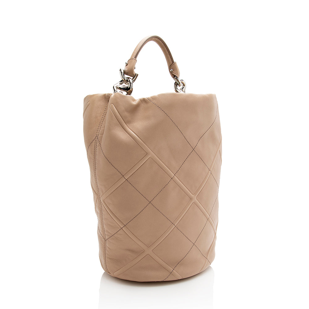 Salvatore Ferragamo Quilted Calfskin Bucket Bag (SHF-22030)