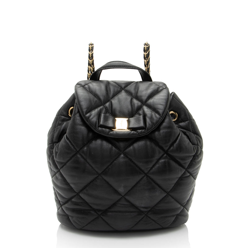 Salvatore Ferragamo Quilted Calfskin Giuliette Backpack (SHF-wZ9niM)