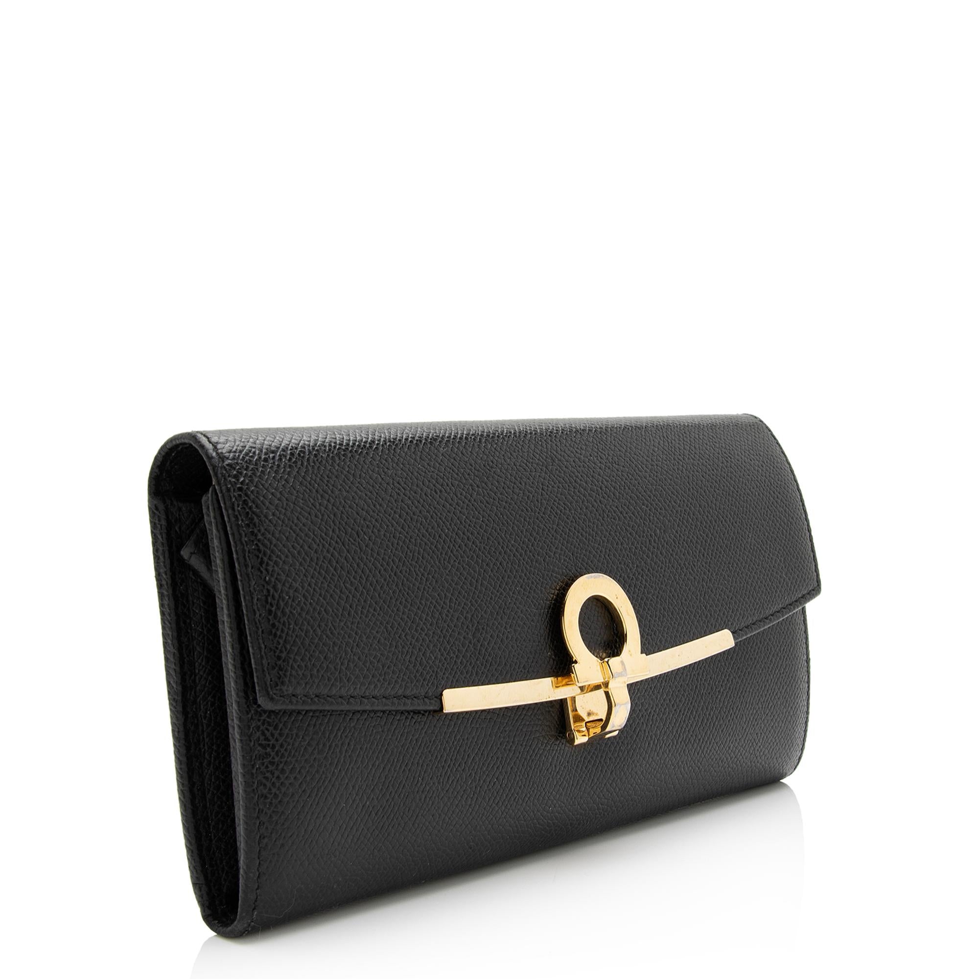 Salvatore Ferragamo Saffiano Gancini Continental Wallet (SHF-23896)