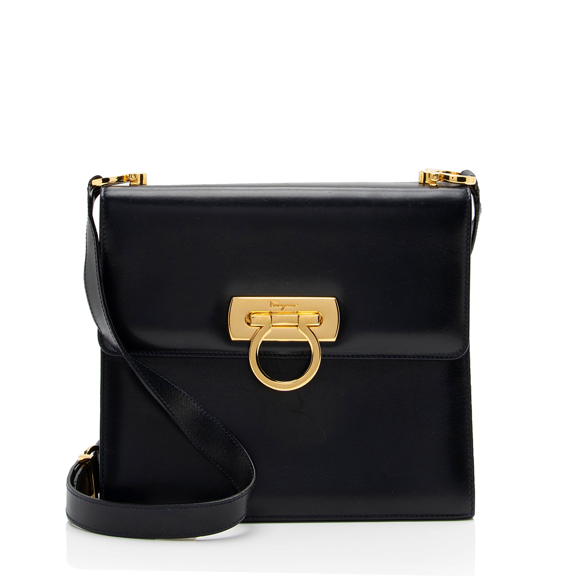 Salvatore Ferragamo Vintage Leather Gancini Small Shoulder Bag (SHF-Mazfq3)