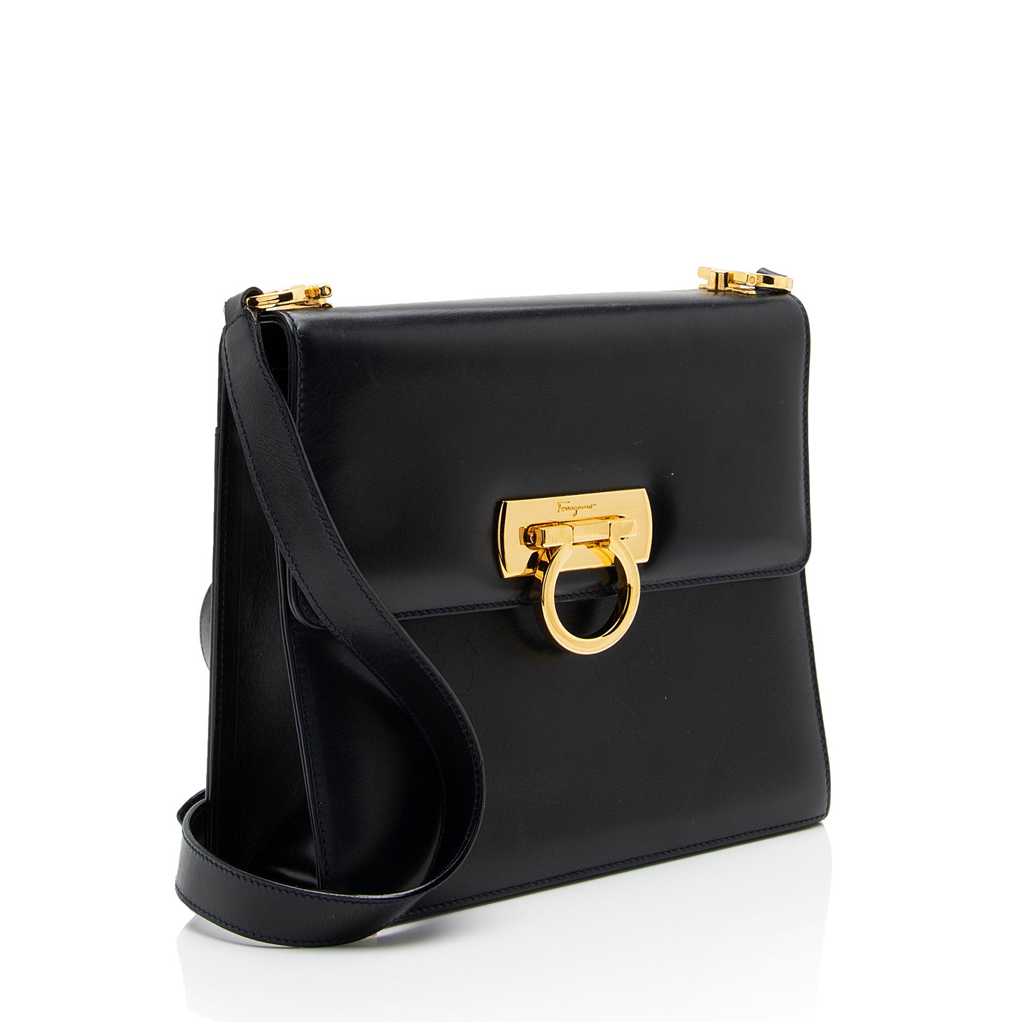 Salvatore Ferragamo Vintage Leather Gancini Small Shoulder Bag (SHF-Mazfq3)