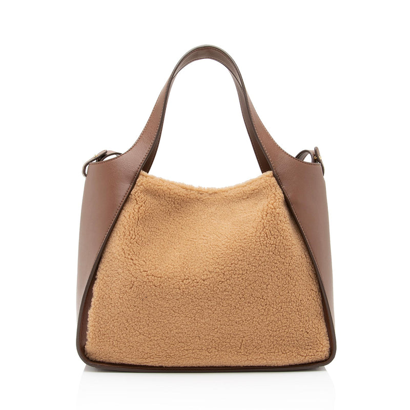Stella McCartney Eco Alter Nappa Faux Shearling Logo Mini Tote