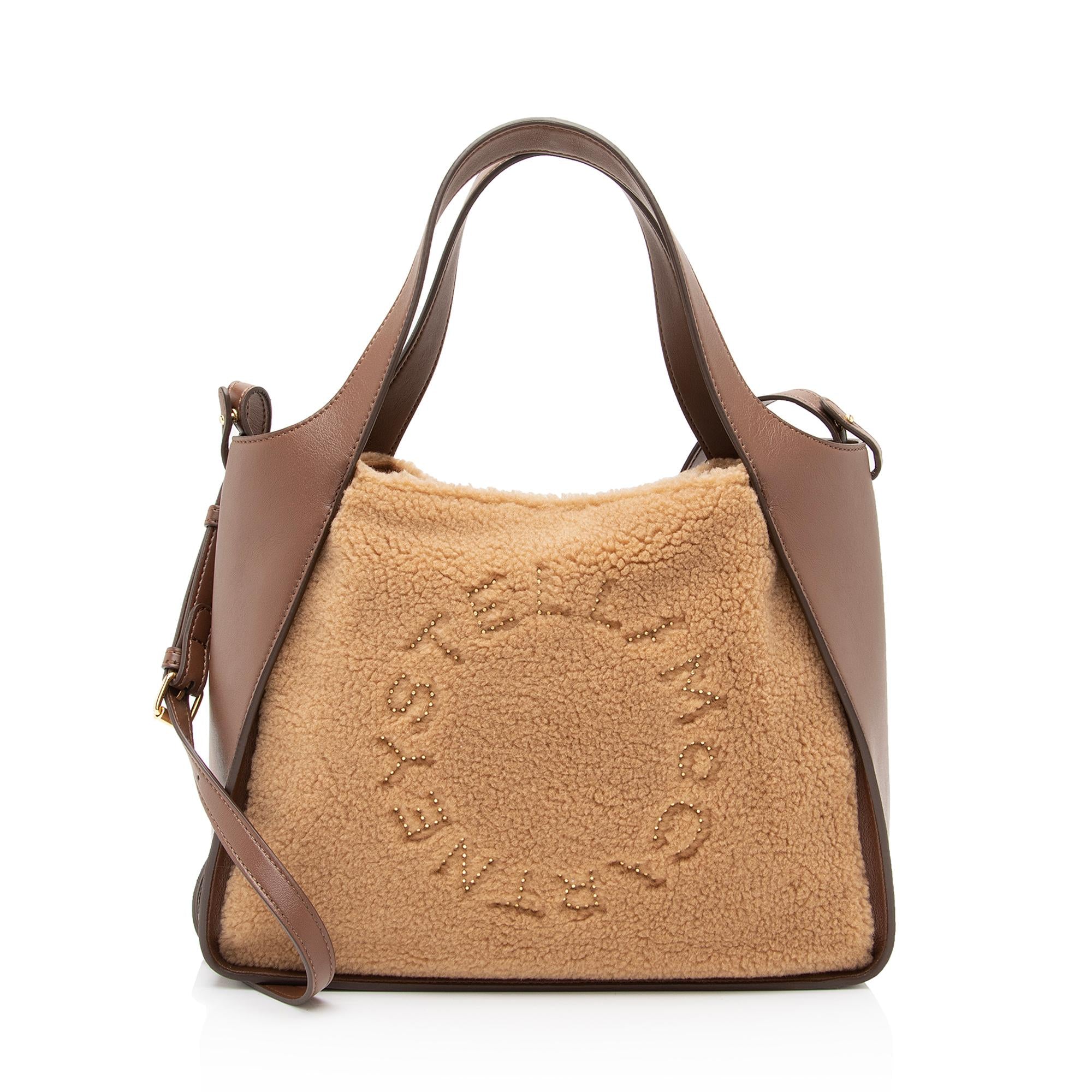 Stella McCartney Eco Alter Nappa Faux Shearling Logo Mini Tote (SHF-dMcHUb)