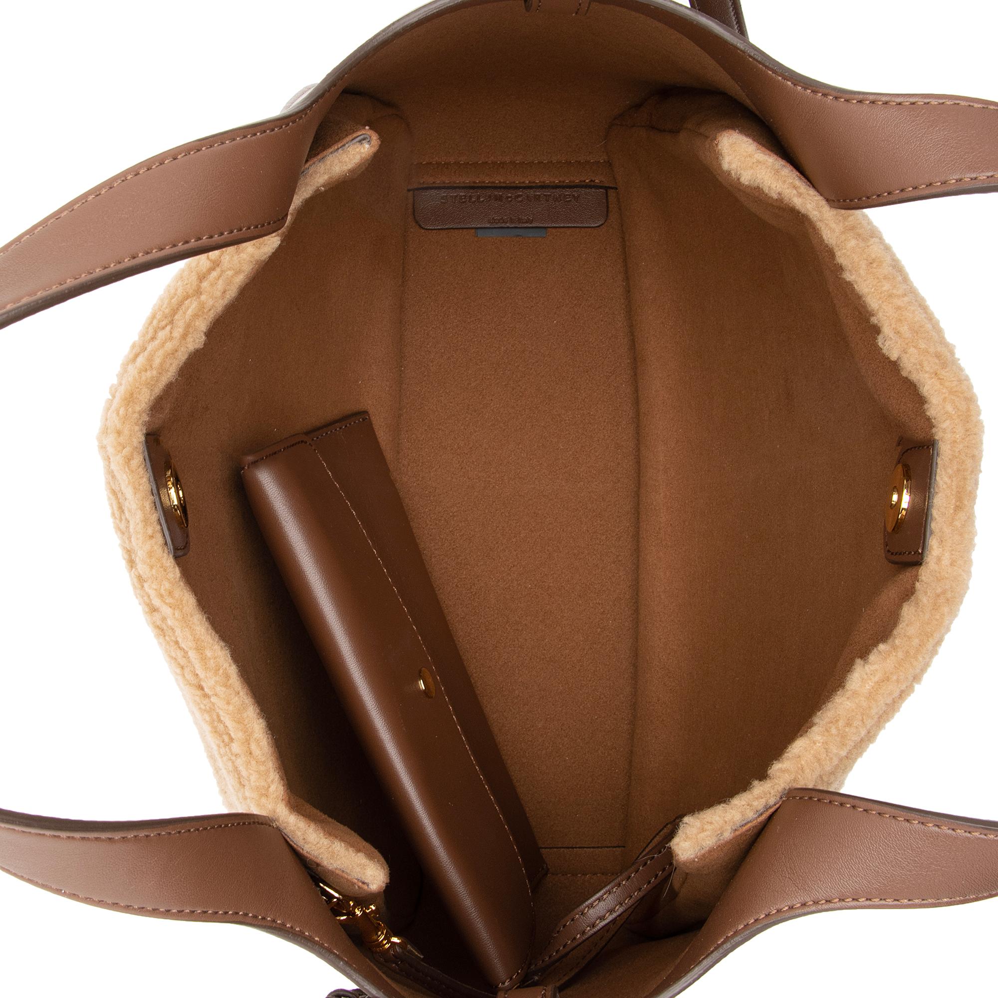 Stella McCartney Eco Alter Nappa Faux Shearling Logo Mini Tote (SHF-dMcHUb)