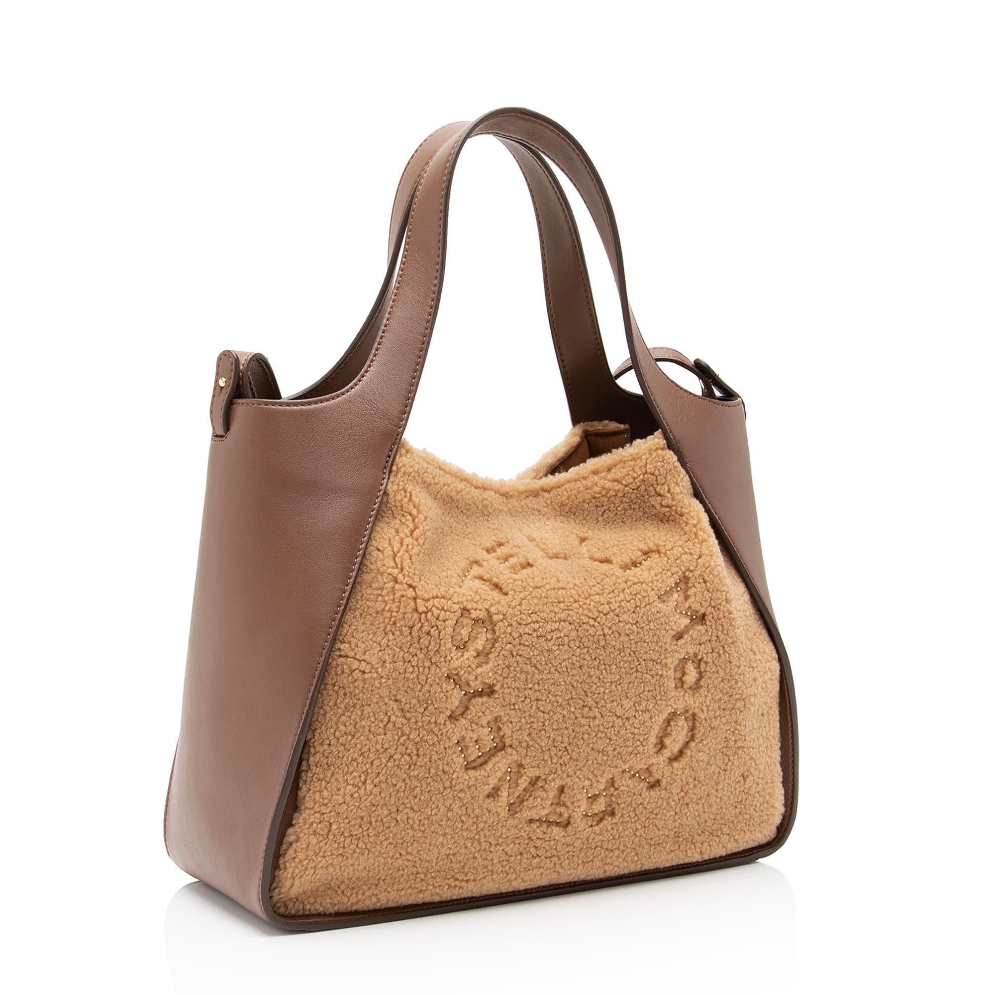 Stella McCartney Eco Alter Nappa Faux Shearling Logo Mini Tote (SHF-dMcHUb)