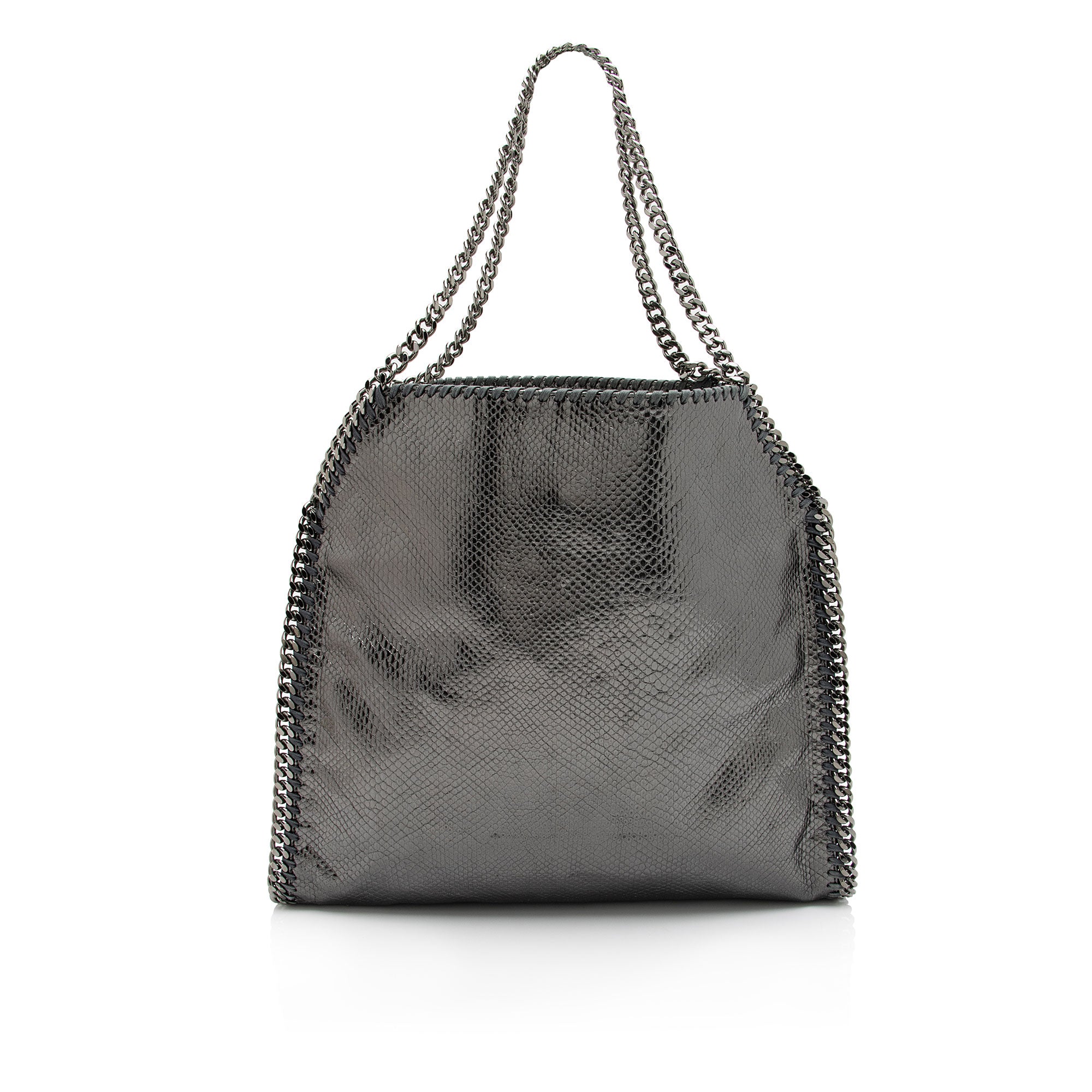 Stella McCartney Metallic Faux Snakeskin Falabella Small Tote (SHF-Mkt