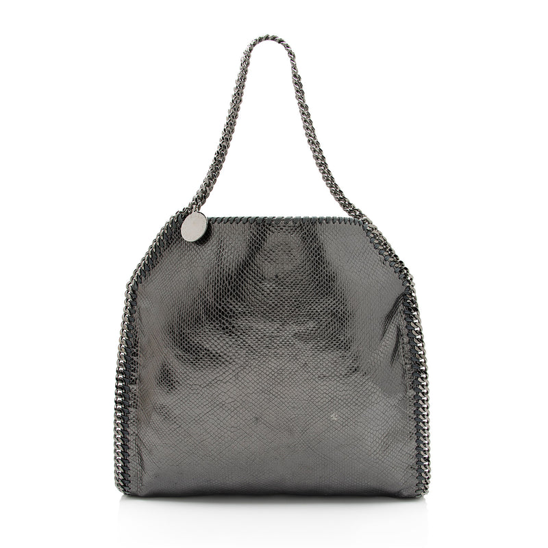 Stella McCartney Metallic Faux Snakeskin Falabella Small Tote (SHF-MktCnP)