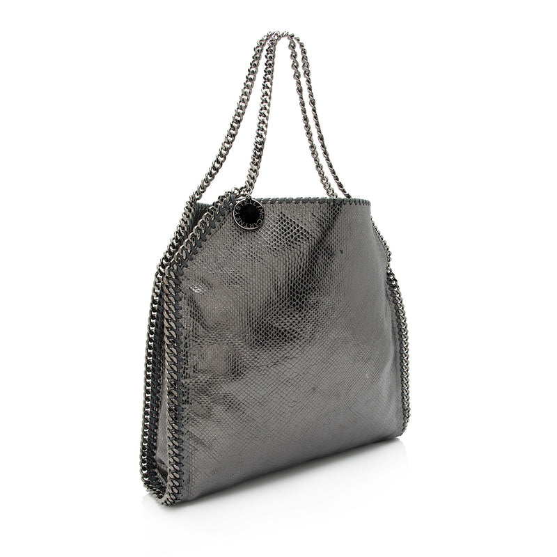 Stella McCartney Metallic Faux Snakeskin Falabella Small Tote (SHF-MktCnP)