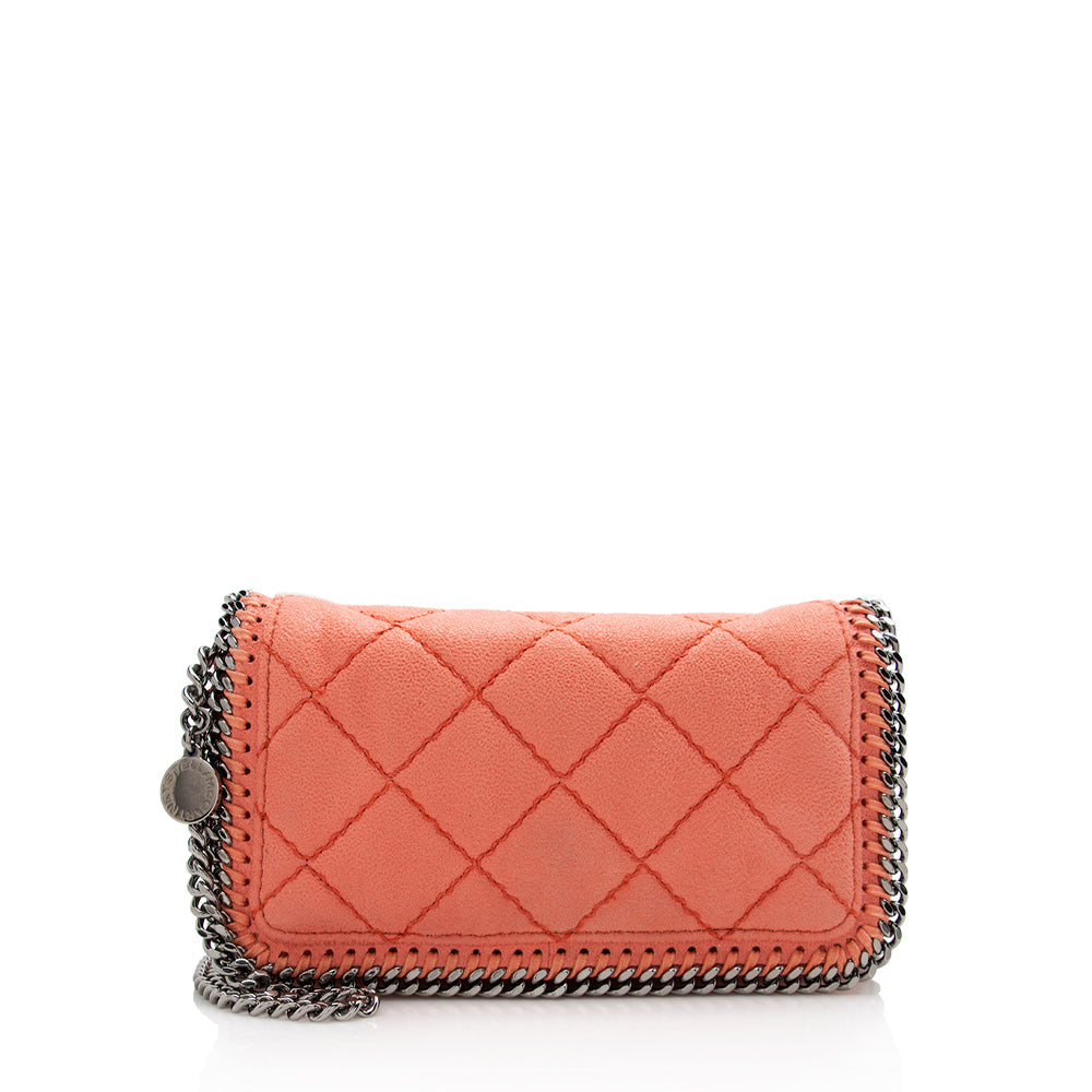 Stella McCartney Quilted Shaggy Deer Falabella Fold Over Large Clutch (SHF-22118)
