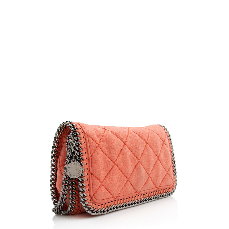Stella McCartney Quilted Shaggy Deer Falabella Fold Over Large Clutch (SHF-22118)