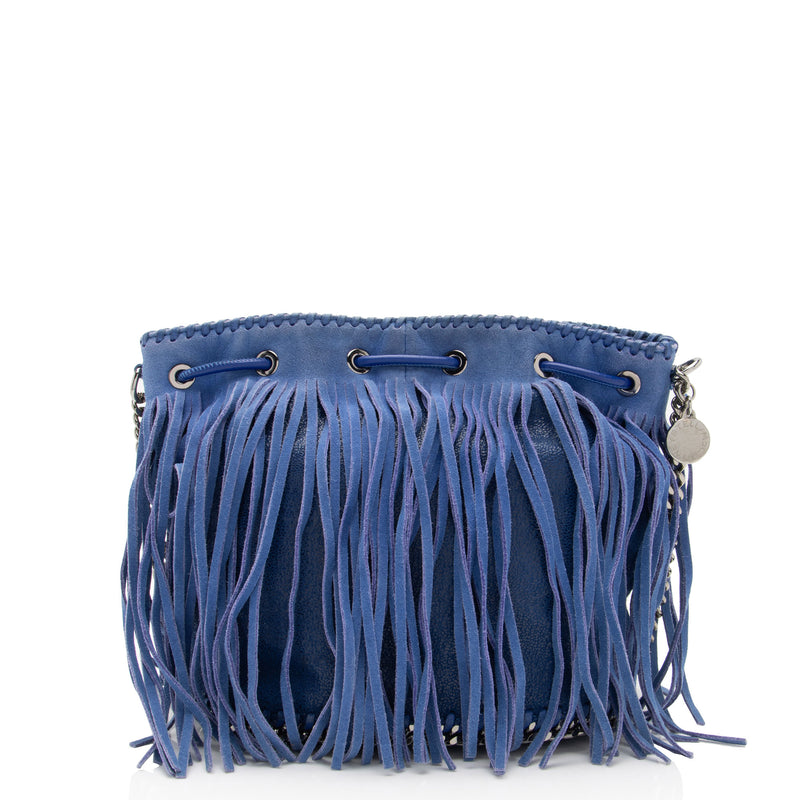 Stella McCartney Shaggy Deer Fringe Falabella Mini Bucket Bag (SHF-RRemUw)