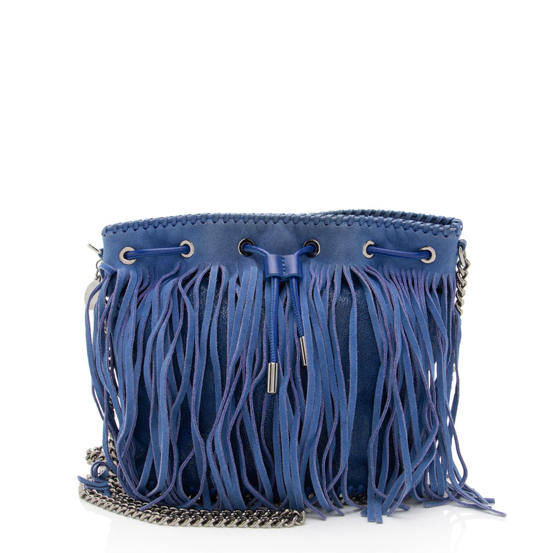 Stella McCartney Shaggy Deer Fringe Falabella Mini Bucket Bag (SHF-RRemUw)