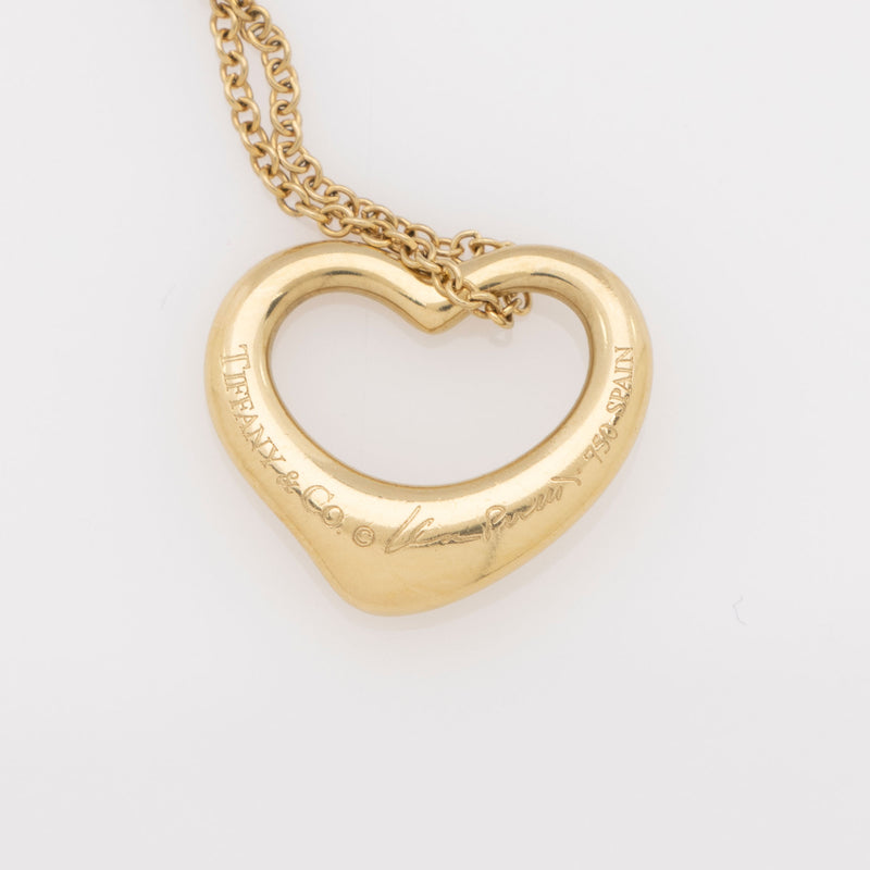 TIffany & Co. Elsa Peretti 18k Gold Diamond Open Heart Necklace (SHF-kLQ1Za)
