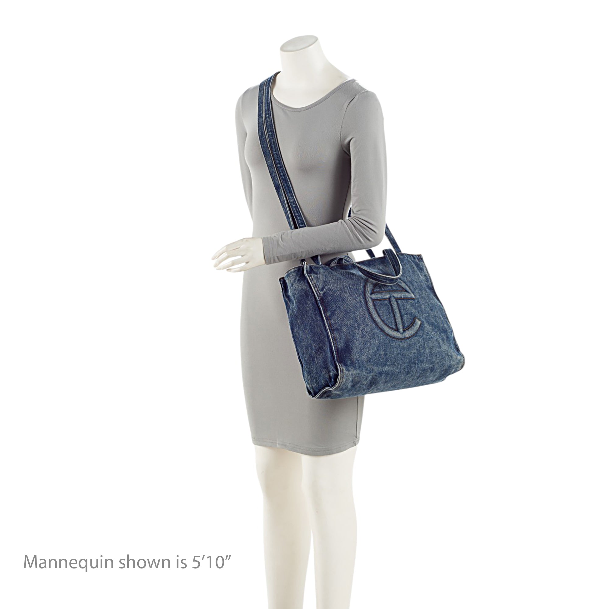 Telfar Denim Medium Shopping Tote