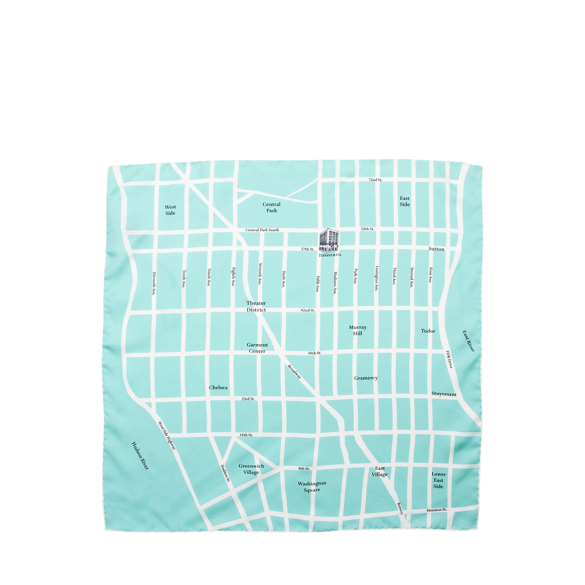 Tiffany Silk Manhattan Map 45cm Scarf