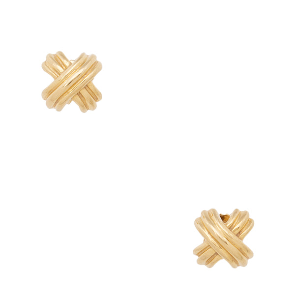 Tiffany & Co. 18k Gold Signature X Stud Earrings (SHF-uHuFp8)