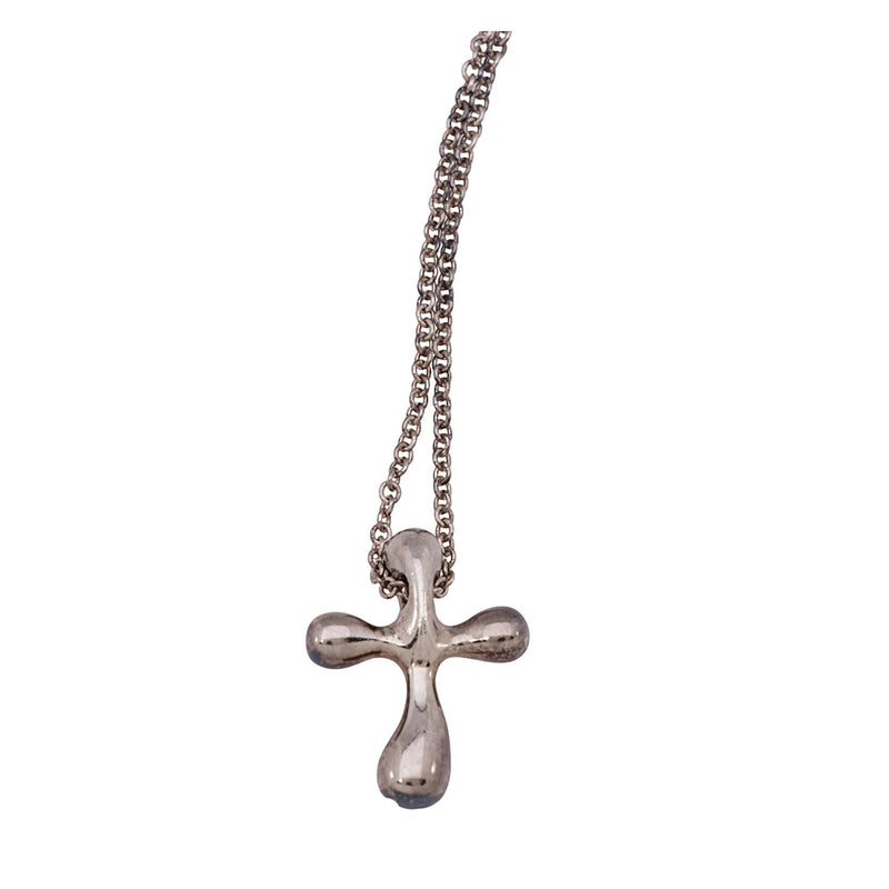 Tiffany Co. Elsa Peretti Sterling Silver Cross Pendant Necklace