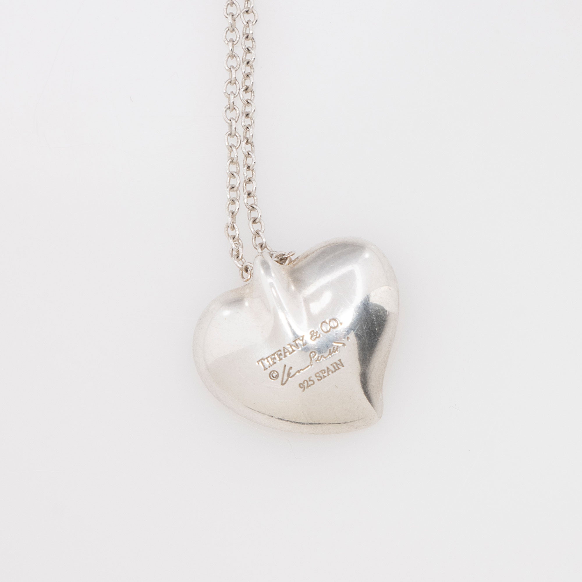 Tiffany & Co. Elsa Peretti Sterling Silver Curved Heart Necklace