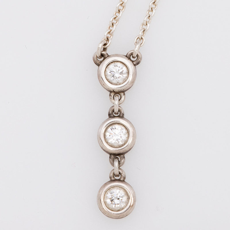 Tiffany & Co. Elsa Peretti Sterling Silver Diamond By The Yard Drop Pendant Necklace (SHF-22273)