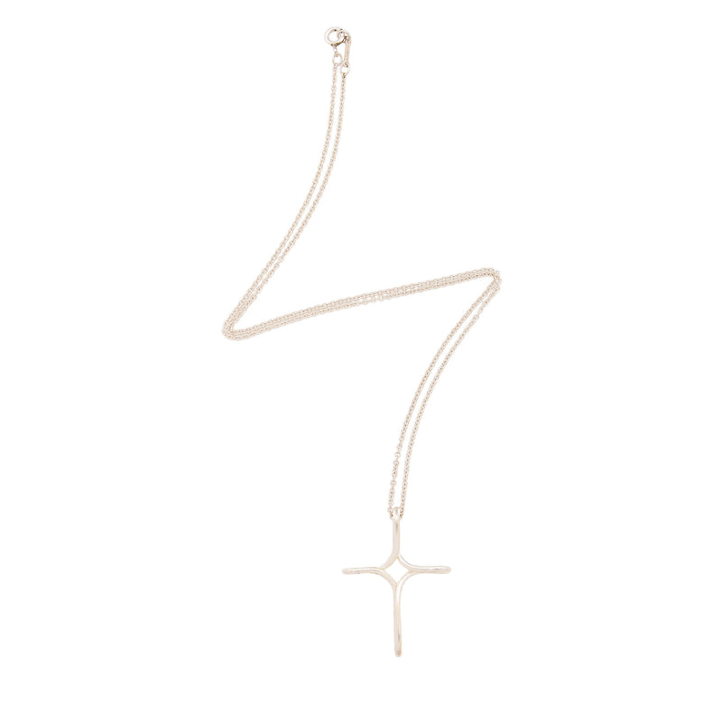 Tiffany Co. Elsa Peretti Sterling Silver Infinity Cross Pendant Neck LuxeDH