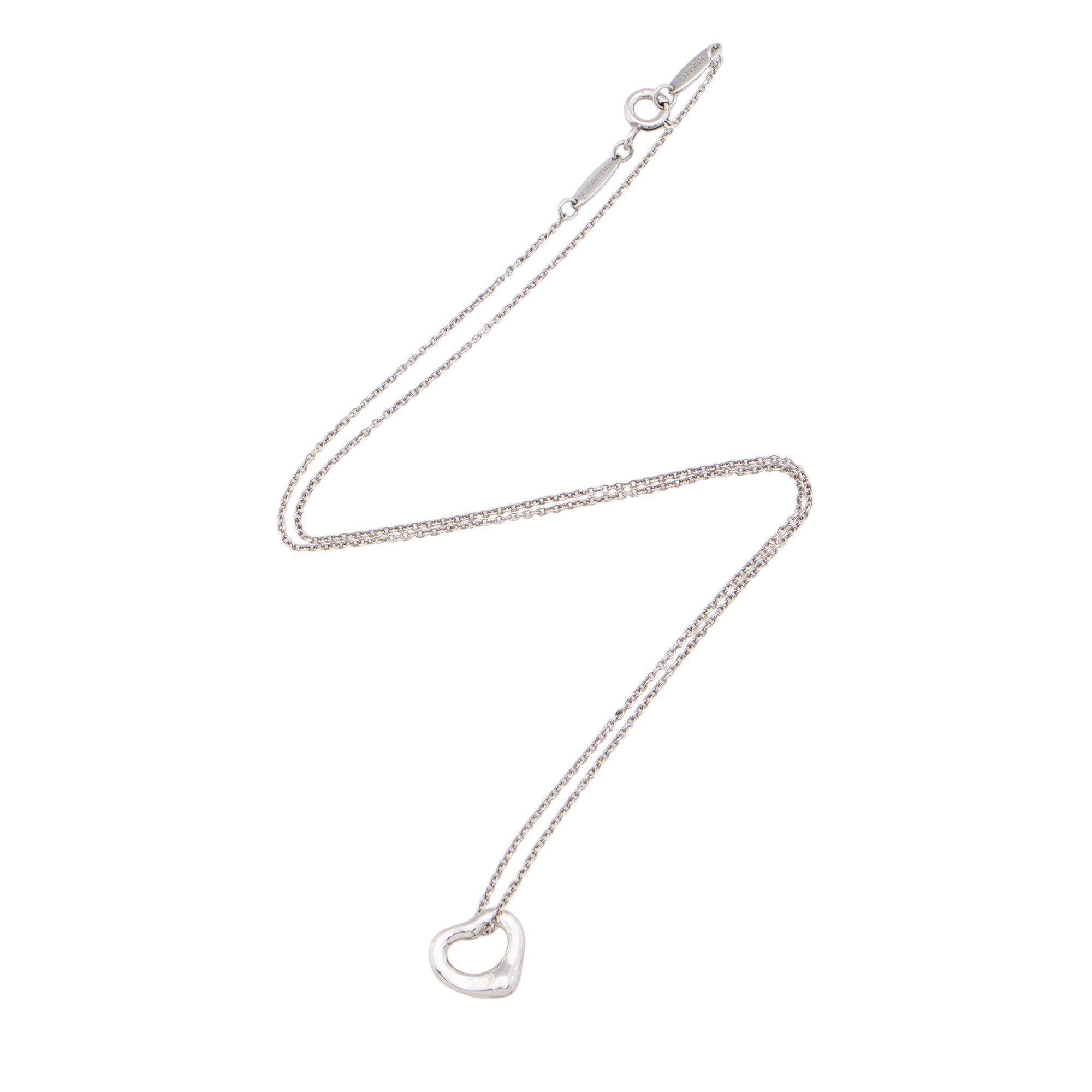 Tiffany & Co. Elsa Peretti Sterling Silver Open Heart 11mm Mini Necklace (SHF-JdTGbj)