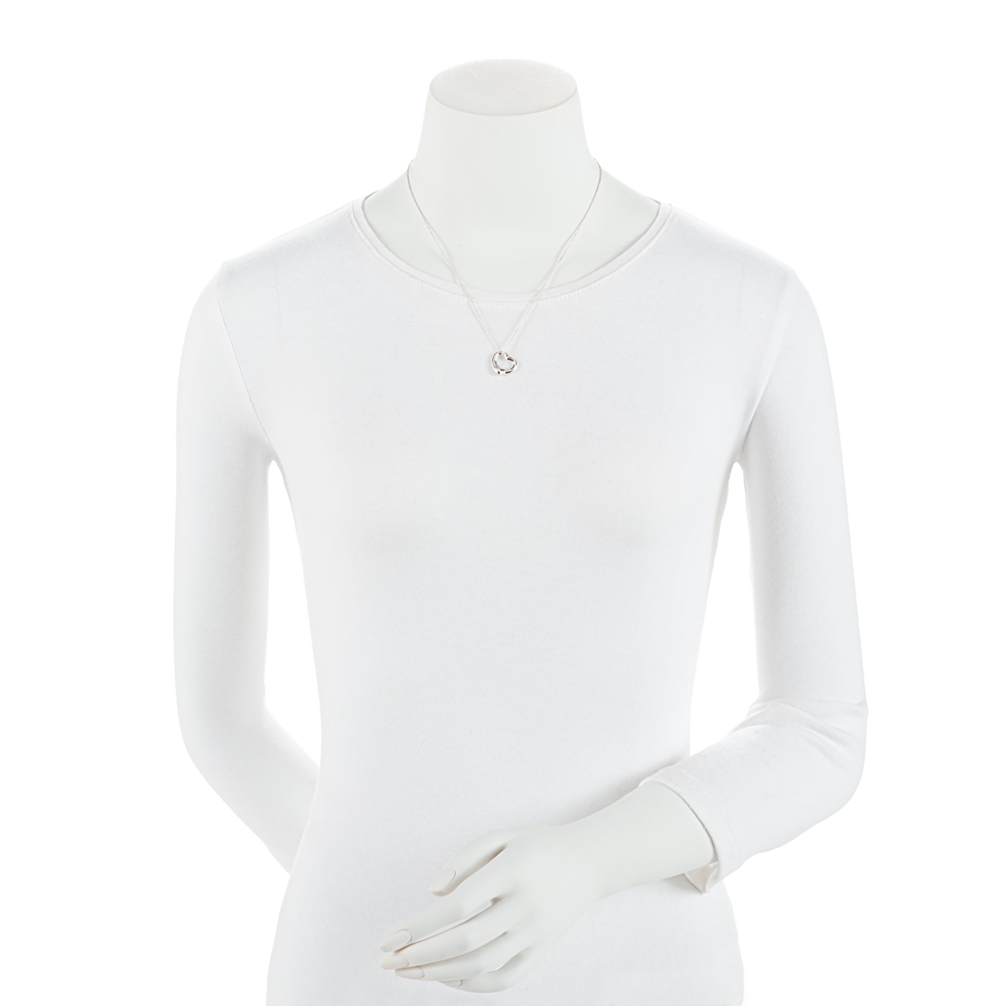 Tiffany & Co. Elsa Peretti Sterling Silver Open Heart 11mm Mini Necklace (SHF-JdTGbj)