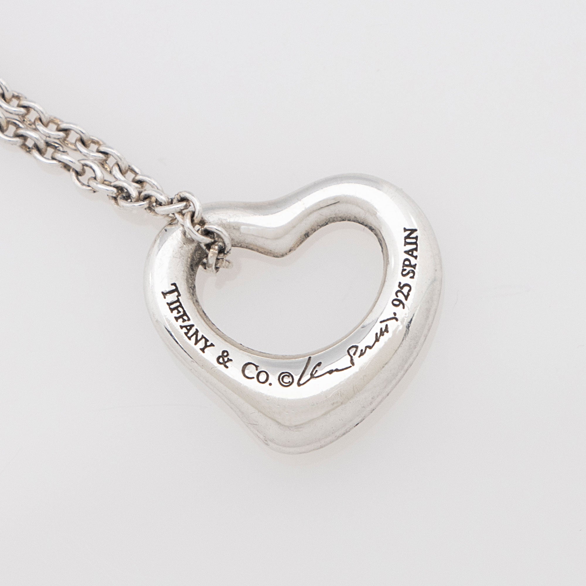 Tiffany & Co. Elsa Peretti Sterling Silver Open Heart 11mm Necklace