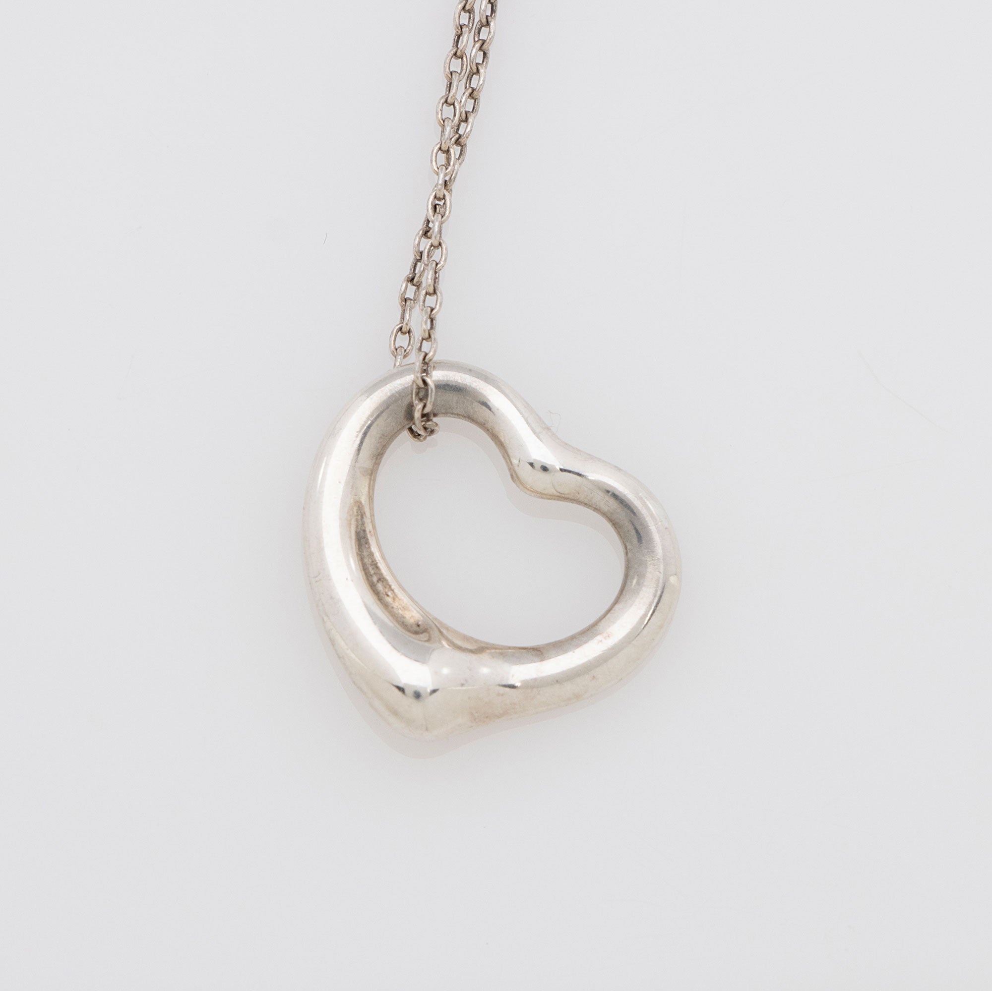 Tiffany & Co. Elsa Peretti Sterling Silver Open Heart 16mm Small Necklace