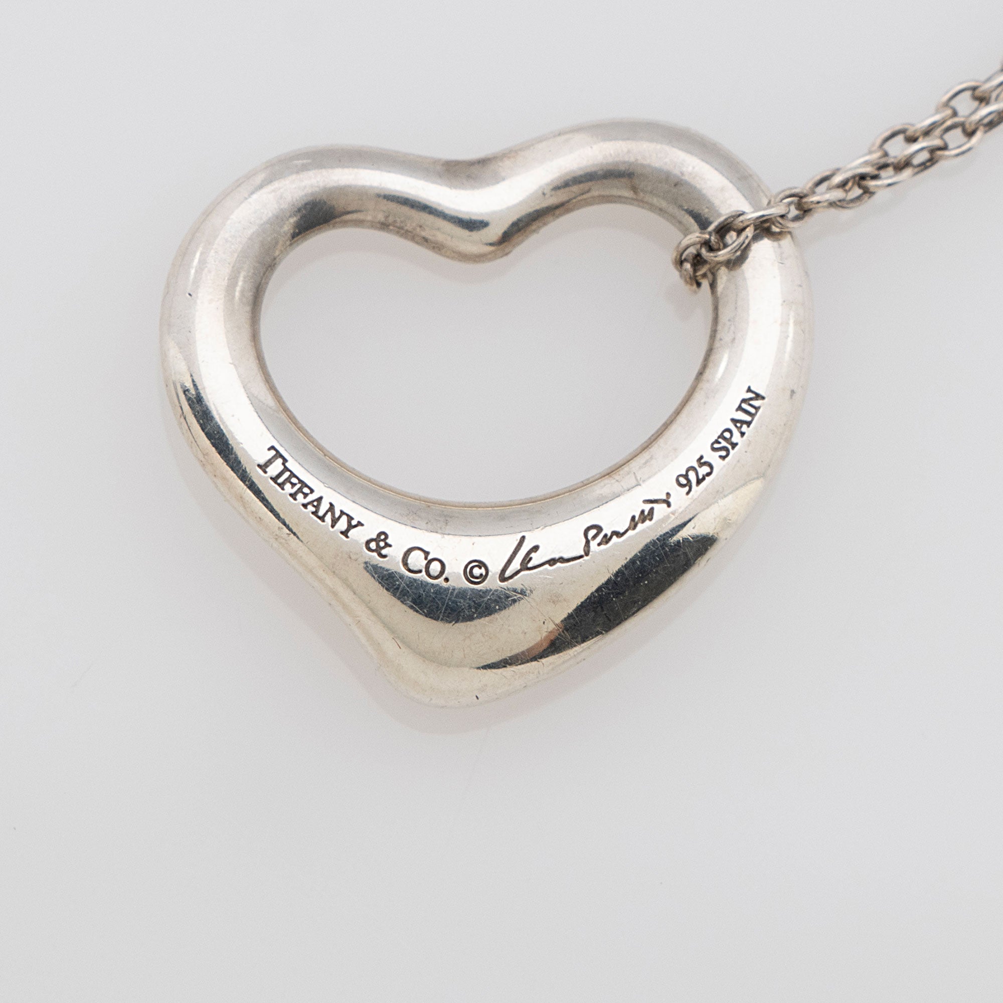 Tiffany & Co. Elsa Peretti Sterling Silver Open Heart 16mm Small Necklace