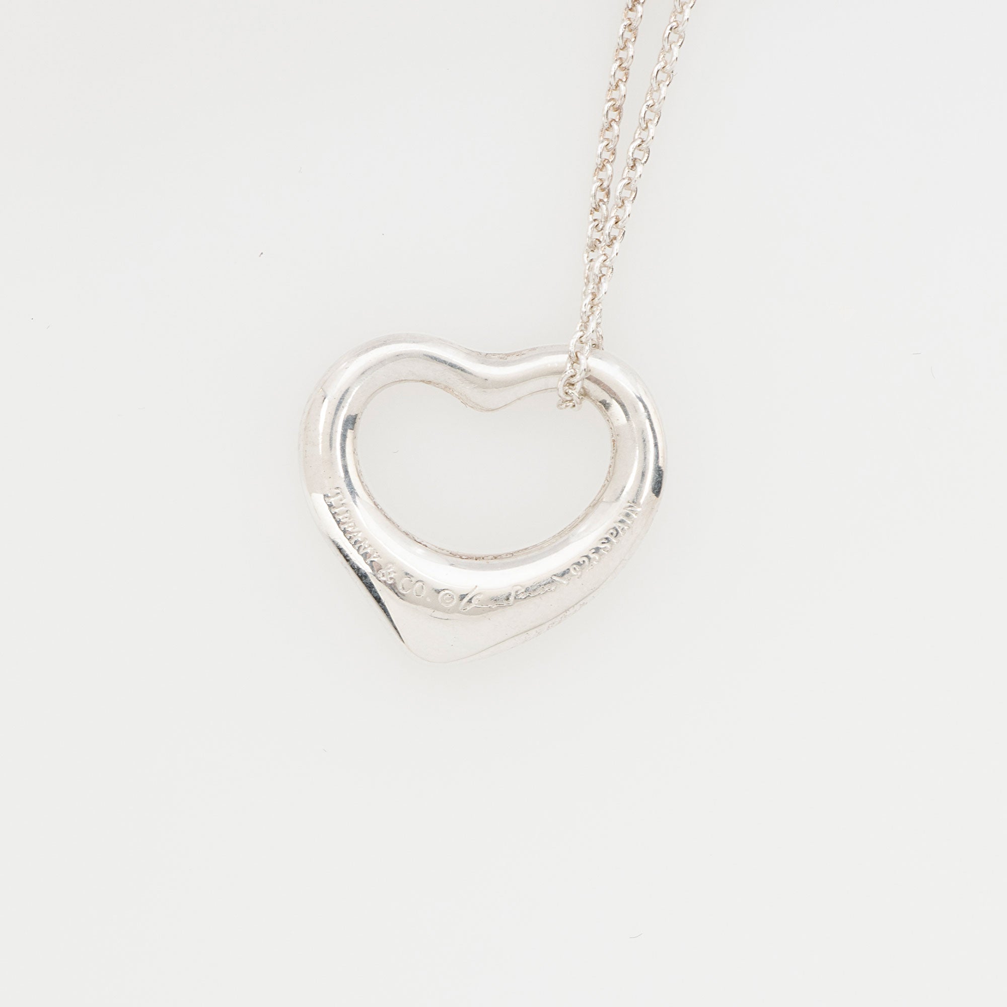 Tiffany & Co. Elsa Peretti Sterling Silver Open Heart 16mm Small Necklace